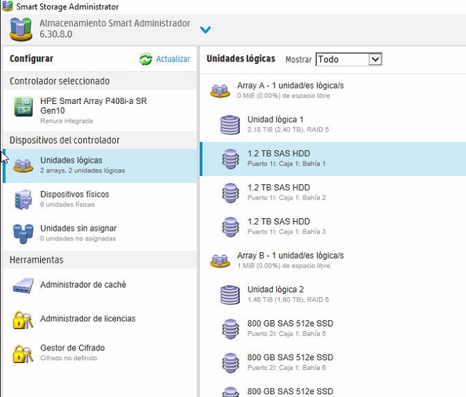 P408i a_Gen10 sobre hpe_smartarray